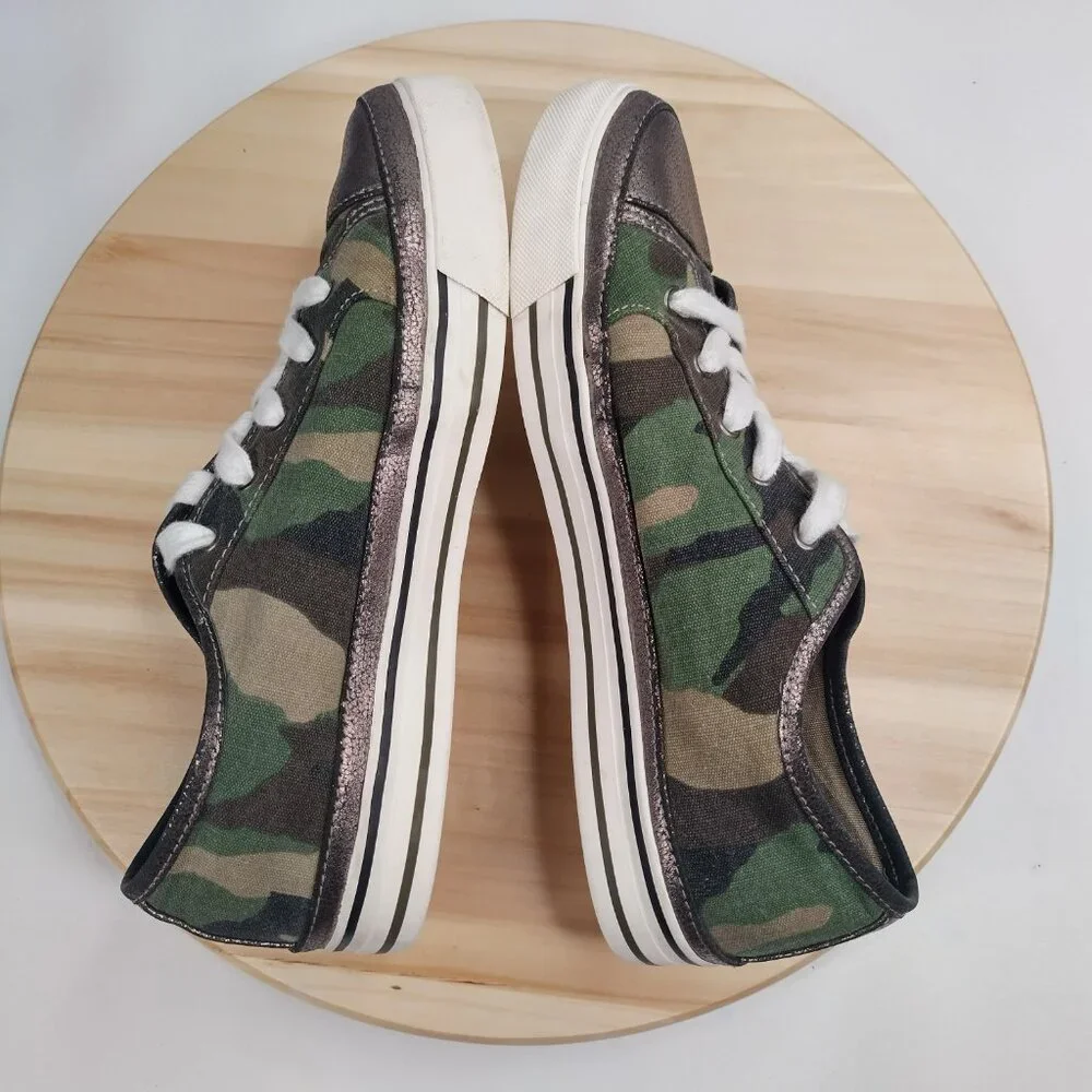 G by GUESS Camo Metallic Bronze Sneakers Decorative Zipper Women US 8.5M - Picture 6 of 10